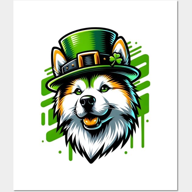 Kishu Ken Dog Enjoys Saint Patrick's Day Fun Wall Art by ArtRUs